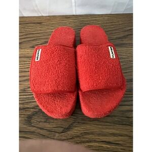 Hunter Women's Red‎ Terry Cloth Slip-On Sandals – Size 9 – Summer Beach Slides